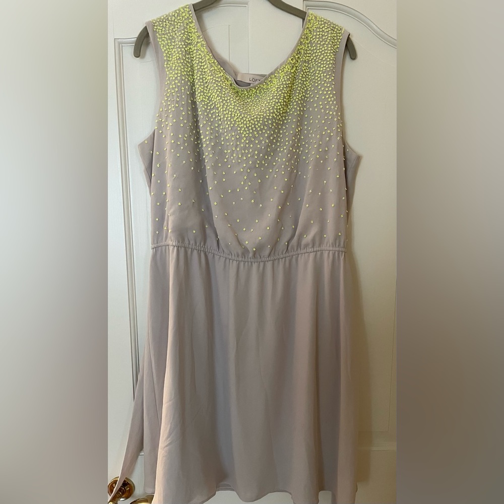 Loft tan and neon bead dress